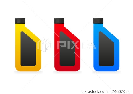 Flat icon with different color canister on white background for packaging design. Vector illustration. 74607064
