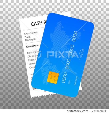 Receipt and credit card icon in a flat style isolated. Invoice sign. Vector illustration. Receipt and credit card icon in a flat style isolated. Invoice sign. Vector illustration. 74607801