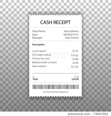 Receipt icon in a flat style isolated. Invoice sign. Vector illustration. Receipt icon in a flat style isolated. Invoice sign. Vector illustration. 74607803