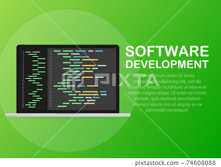 Software development, programming, coding vector concept. Isometric vector illustration. Landing page concept. 74608088