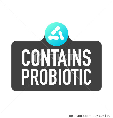 Probiotics icon. Contains probiotics badge logo. Vector illustration. 74608140