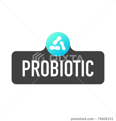 Probiotics icon. Contains probiotics badge logo. Vector illustration. 74608141