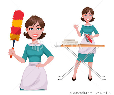 Cheerful housekeeper, mother, beautiful woman Cheerful housekeeper, mother, beautiful woman 74608190