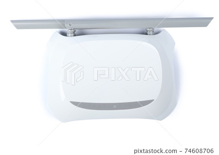 White WI-FI router with two antennas (Clipping path) 74608706