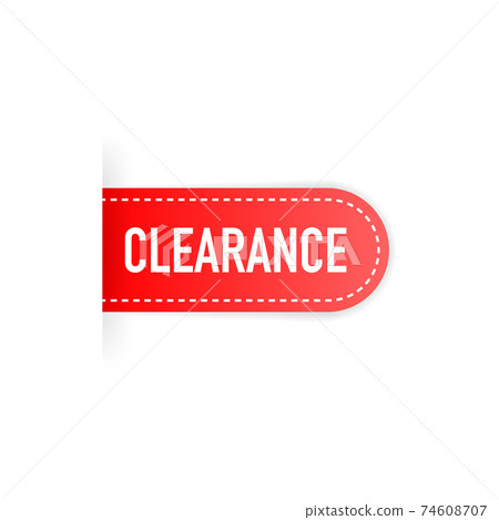 Clearance sale' text on red ribbon, banner, advertising, vector illustration Clearance sale' text on red ribbon, banner, advertising, vector illustration 74608707