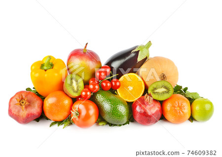 Fruits and vegetables isolated on a white background. Fruits and vegetables isolated on a white background. 74609382