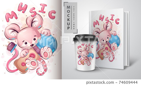 Mouse with microphone - poster and merchandising. Mouse with microphone - poster and merchandising. 74609444