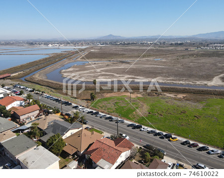 Aerial view of Otay River and San Diego Bay National Refuger from Imperial Beach, San Diego Aerial view of Otay River and San Diego Bay National Refuger from Imperial Beach, San Diego 74610022