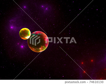 Planet and satellite - abstract space theme background Planet and satellite - abstract space theme background 74610130