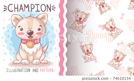 Cute dog champion - seamless pattern Cute dog champion - seamless pattern 74610134