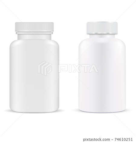 Pill bottle. Plastic supplement container vitamin 74610251