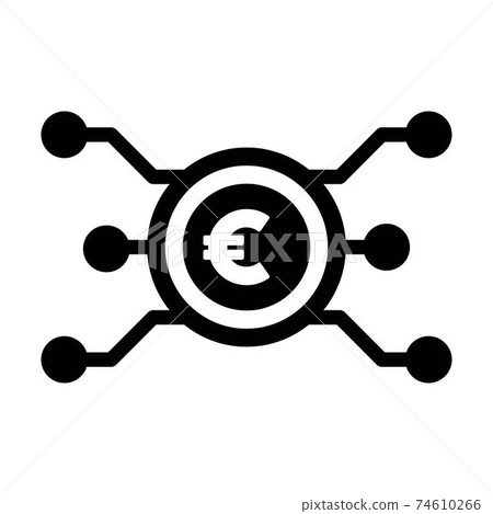 Digital euro sign icon vector currency symbol for digital transactions for asset and wallet in a flat color glyph pictogram illustration Digital euro sign icon vector currency symbol for digital transactions for asset and wallet in a flat color glyph pictogram illustration 74610266