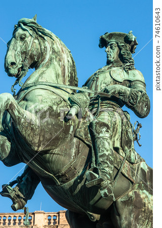 Statue of Prince Eugene of Savoy in front of Hofburg Palace in Vienna, Austria, sunny day, blue sky 74610643