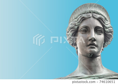 Statue of beautiful judge at the Emperor Franz I monument in Hofburg Palace in Vienna, Austria, isolated at smooth blue background Statue of beautiful judge at the Emperor Franz I monument in Hofburg Palace in Vienna, Austria, isolated at smooth blue background 74610651