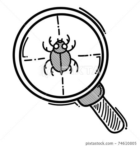Magnifying Bug Vector bug in magnifier doodle vector icon. Drawing... - Stock Illustration ...