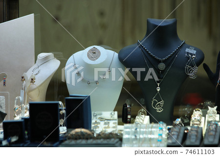 Fashion boutique with precious jewelry. Fashion boutique with precious jewelry. 74611103
