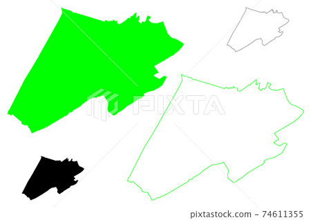 Monroe County, State of West Virginia (U.S. county, United States of America, USA, U.S., US) map vector illustration, scribble sketch Monroe map 74611355