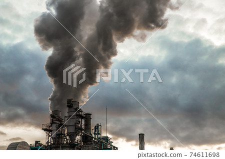 smoke coming out of factory chimney industry and global warming 74611698