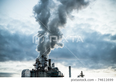 smoke coming out of factory chimney industry and global warming 74611699
