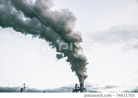 smoke coming out of factory chimney industry and global warming 74611703