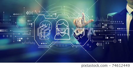 Customer service 24 hours 7 days a week with a businessman Customer service 24 hours 7 days a week with a businessman 74612449