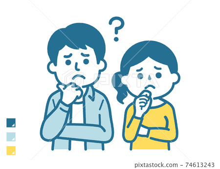 Men and women with question marks 74613243
