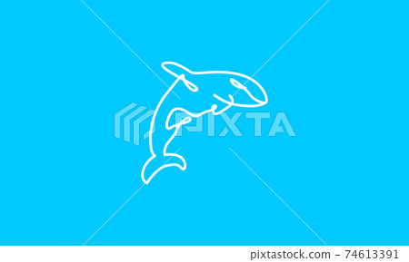 whale fish modern line art logo design vector... - Stock Illustration ...
