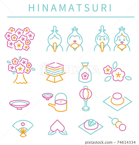Hinamatsuri line art 3 color icon Hinamatsuri line art 3 color icon 74614334