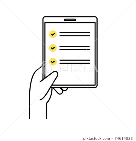 Checker Using Tablet Hands to check and check with a tablet device - Stock Illustration ...