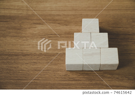 Group of wood block stacking as step staircase pyramid. Business concept for growth success process Group of wood block stacking as step staircase pyramid. Business concept for growth success process 74615642