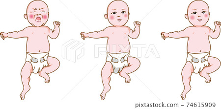 Baby's cute facial expression change from crying face to smile Baby's cute facial expression change from crying face to smile 74615909