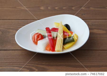 Pickled vegetables pickled wooden table 74617082