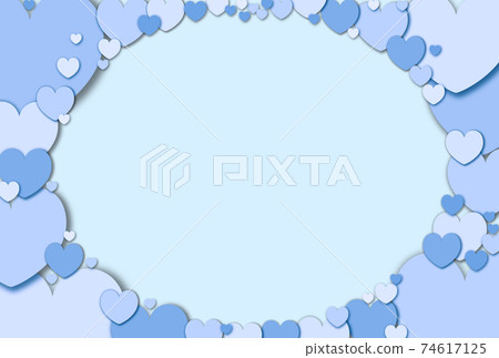 White Day Material Pastel A frame made by collage of blue hearts Horizontal other colors available 74617125