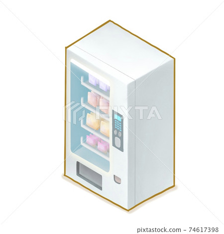Vending machine, a digital painting of sell slot coin machinery for automatic technology business isometric cartoon icon raster 3D illustration on white background. Vending machine, a digital painting of sell slot coin machinery for automatic technology business isometric cartoon icon raster 3D illustration on white background. 74617398