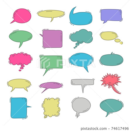 Cute speech bubble doodle set 74617496