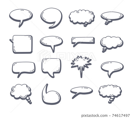 Chat bubble element set doodle drawing. Speech Bubble Sketch hand drawn 74617497