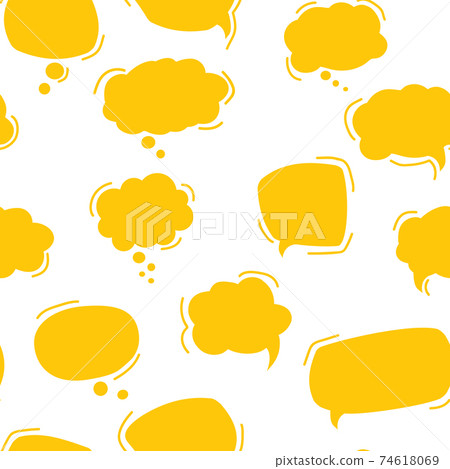 Chat bubble pattern. Seamless pattern, yellow speech bubbles on white background. 74618069