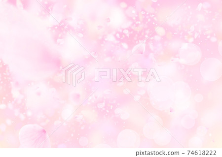 Spring cherry blossom petals dancing against a glittering pink background 5274 Spring cherry blossom petals dancing against a glittering pink background 5274 74618222