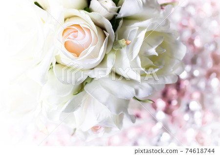 A bouquet of romantic pale pink and white roses (artificial flowers) 74618744