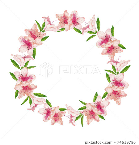 杜鵑花春天框架水彩插圖 74619786
