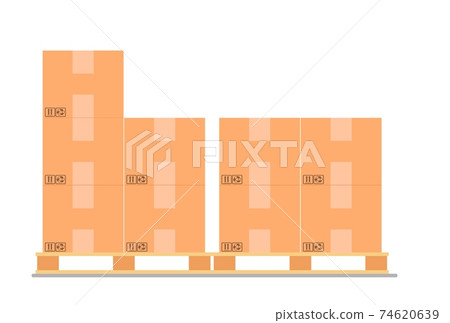 Cardboard boxes on a wood pallet. Cardboard boxes on a wood pallet. 74620639