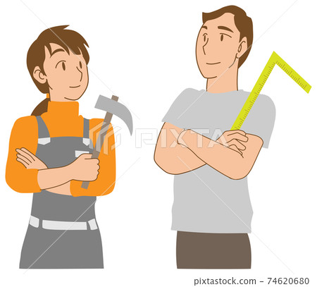 Young couple working on DIY Young couple working on DIY 74620680