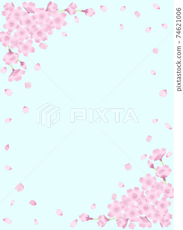 框架與櫻花花瓣-淺藍色背景 框架與櫻花花瓣-淺藍色背景 74621006
