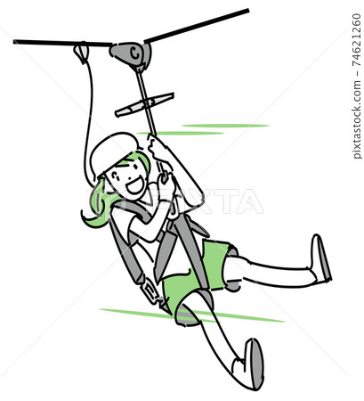 Zipline-Children playing with pulley play equipment Zipline-Children playing with pulley play equipment 74621260