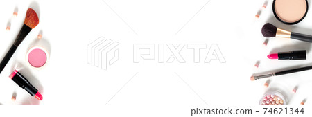 Makeup panorama, a banner with make-up products and tools 74621344