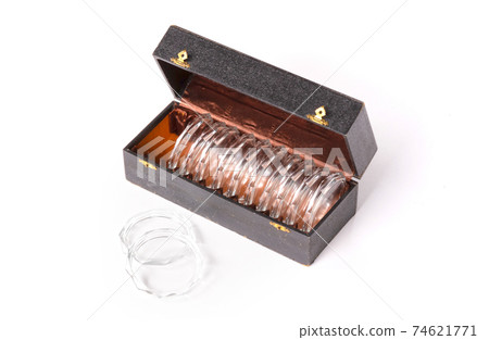 Set of very old glass coasters Set of very old glass coasters 74621771