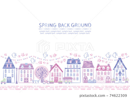 Cityscape of the cherry blossom house in spring 74622309