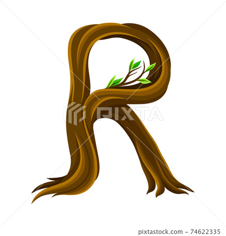 Capital Letter R as Forest Alphabet Symbol Arranged from Tree Trunk and Branches Vector Illustration Capital Letter R as Forest Alphabet Symbol Arranged from Tree Trunk and Branches Vector Illustration 74622335