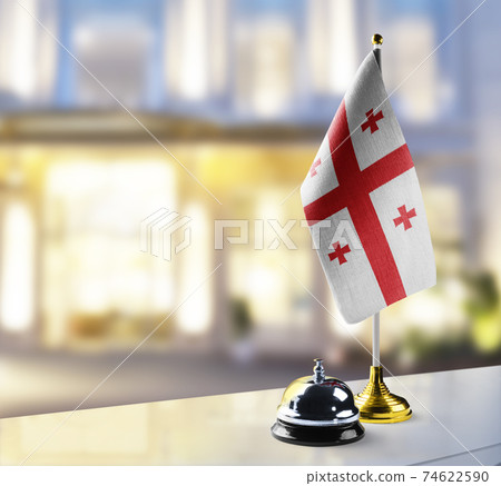 Georgia flag on the reception desk in the lobby of the hotel 74622590