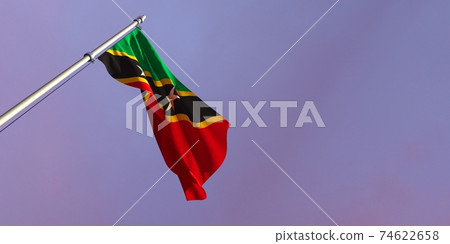 3d rendering of the national flag of the Saint Kitts and Nevis 74622658